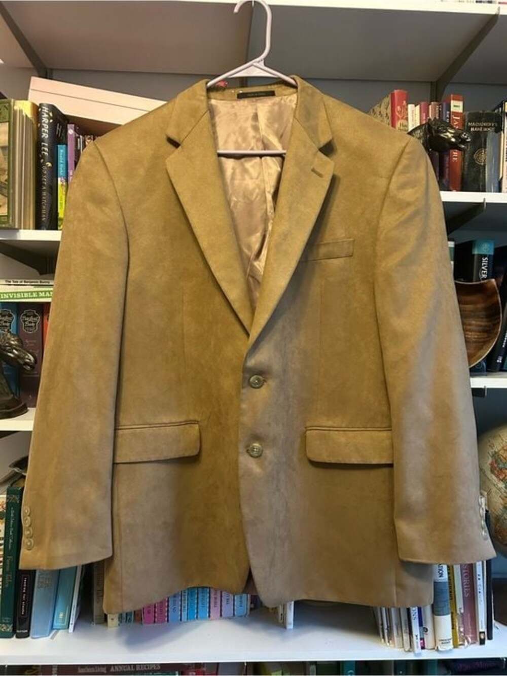 Chaps Tan Faux Suede Sport Coat Blazer